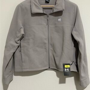 #046 NWT Under Armour LARGE Women's Full Zip Gray Fleece Jacket